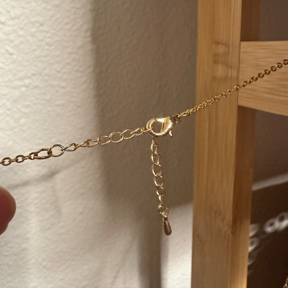 Gold R Medallion Initial Necklace - Picture 2 of 2